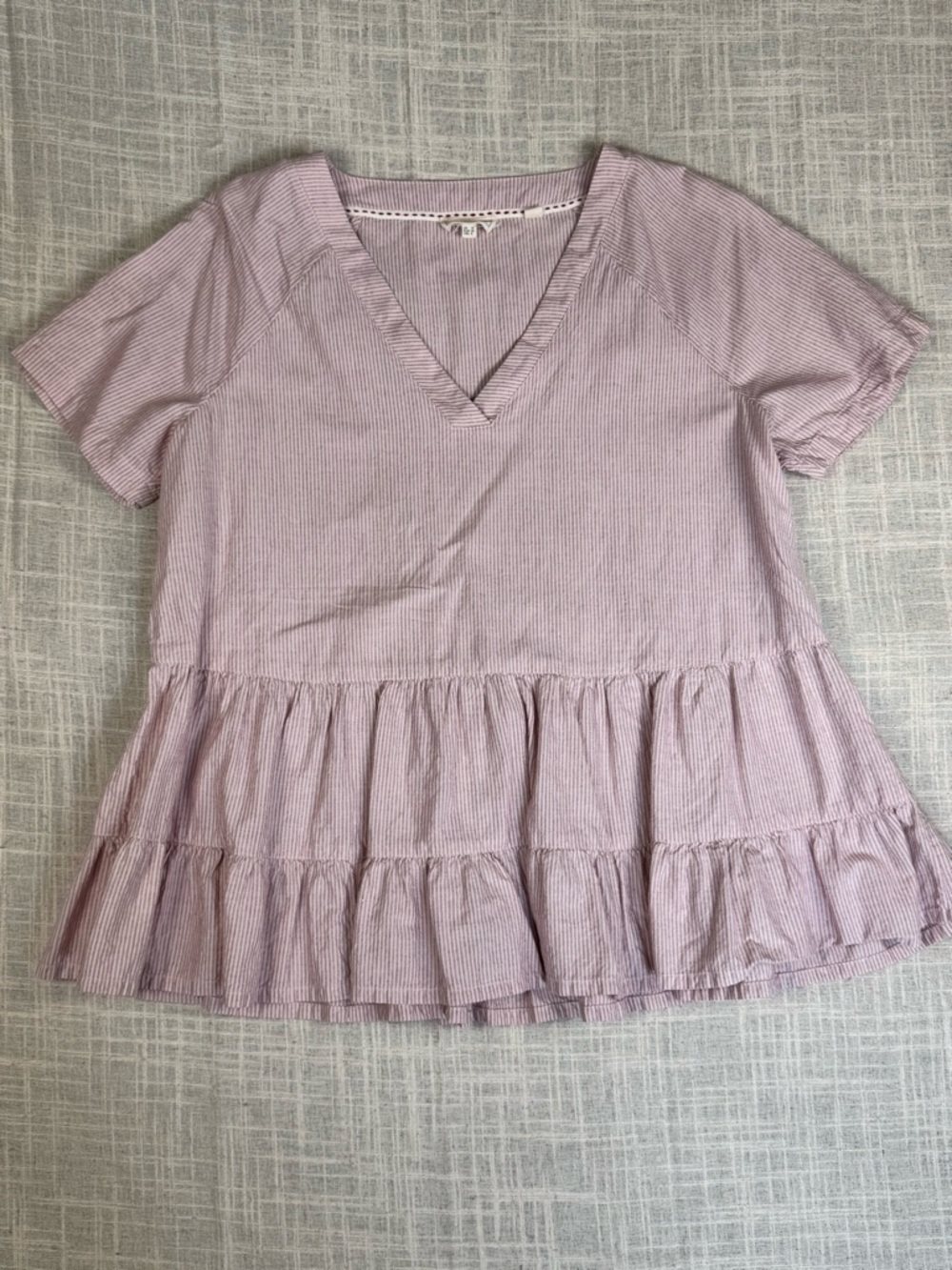FAT FACE Pink Stripe Peplum Blouse Boho Flowy Tiered Top Size 6